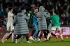 Algeria's goalkeeper Luca Zidane, center, and teammates clash with Nigeria's players following the Africa Cup of Nations quarterfinal soccer match between Algeria and Nigeria in Marrakech, Morocco, Saturday, Jan. 10, 2026. (AP Photo/Themba Hadebe)