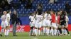 Canada head coach Kenneth Heiner-Moller, second left, celebrates with his players after their 1-0 win in their Women's World Cup Group E soccer match between Canada and Cameroon in Montpellier, France, Monday, June 10, 2019. (AP Photo/Claude Paris)