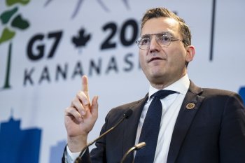 Canada's Minister of Artificial Intelligence and Digital Innovation Evan Solomon, and Minister of Industry Melanie Joly, not shown, hold a press conference during the G7 Industry, Digital and Technology Ministers’ Meeting, in Montreal on Tuesday, Dec. 9, 2025. THE CANADIAN PRESS/Christopher Katsarov