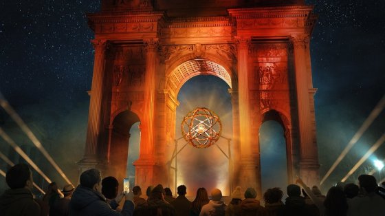 This image provided by the International Olympic Committee shows an artist's rendering of what the Olympic cauldrons will look like for the 2026 Winter Olympics in Milan and Cortina, Italy. (The Associated Press)