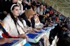 Blind and visually impaired fans follow a Africa Cup of Nations group soccer match using audio and haptic devices, in Rabat, Morocco, Tuesday, Dec. 30, 2025. (AP Photo via CAF/Total Energies)