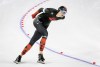 Canada's Isabelle Weidemann skates during the women's 3000-metre competition during ISU World Cup speedskating in Calgary, Alta., Friday, Nov. 21, 2025. THE CANADIAN PRESS/Jeff McIntosh