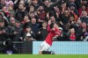 Manchester United's Bruno Fernandes celebrates after scoring during the English Premier League soccer match between Manchester United and Tottenham in Manchester, England, Saturday, Feb. 7, 2026. (AP Photo/Jon Super)