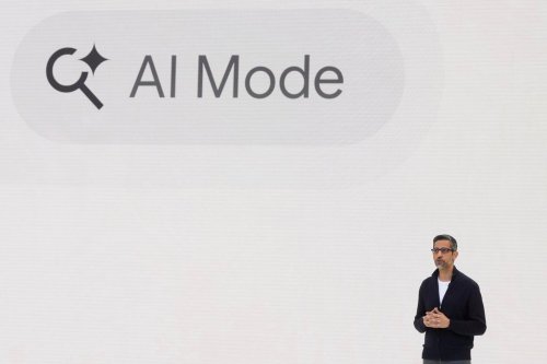FILE - Alphabet CEO Sundar Pichai speaks at a Google I/O event in Mountain View, Calif., Tuesday, May 20, 2025. (AP Photo/Jeff Chiu, File)