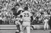 Detroit Tigers catcher Bill Freehan and pitcher Mickey Lolich off his feet as he screams with joy, after defeating the St. Louis Cardinals 4-1 in the final game of the World Series on Wednesday, Oct. 10, 1968 at Busch Stadium in St. Louis. Joining the celebration is Norm Cash (25). Lolich became the twelfth pitcher to win three games in the World Series. (AP Photo)