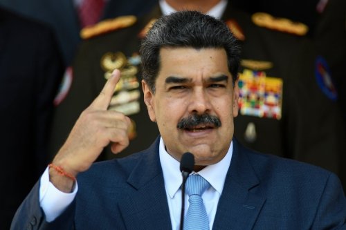 FILE - In this March 12, 2020, file photo, Venezuelan President Nicolas Maduro gives a press conference at the Miraflores presidential palace in Caracas, Venezuela. (AP Photo/Matias Delacroix, File)