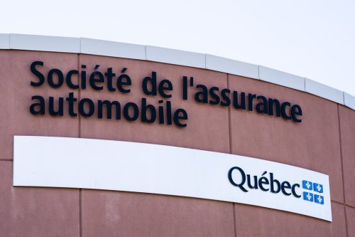 Signage for Quebec's auto insurance board is photographed in Montreal on Thursday, Oct. 2, 2025. THE CANADIAN PRESS/Christopher Katsarov, The Canadian Press