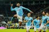 Manchester City's Antoine Semenyo, left, celebrates a goal that was later disallowed by a VAR decision during the English League Cup semifinal first leg soccer match between Newcastle and Manchester City in Newcastle, England, Tuesday, Jan. 13, 2026. (AP Photo/Dave Thompson)