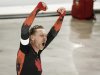 Canada's Ted-Jan Bloemen celebrates his third place finish in the men's 5000-metre competition during ISU World Cup speed skating in Calgary, Alta., Friday, Nov. 21, 2025.THE CANADIAN PRESS/Jeff McIntosh