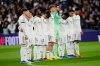 Real Madrid players observe a minute's silence for the victims of the train collision in Adamuz, ahead of during a Spanish the Champions League opening phase soccer match between Real Madrid and Monaco in Madrid on Tuesday, Jan. 20, 2026. (AP Photo/Jose Breton)
