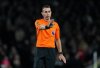 FILE - Referee David Coote reacts during the English Premier League soccer match between Tottenham Hotspur and Brighton and Brentford, at White Hart Lane Stadium in London, England, Wednesday, Jan. 31, 2024. (AP Photo/Dave Shopland, File)