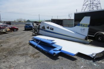 A De Havilland DHC-2 MK. I (Beaver) aircraft that crashed in the Richelieu River in St-Basile-le-Grand, Que., is shown in this handout photo following its removal from the river, on May 2, 2025. THE CANADIAN PRESS/Handout - TSB (Mandatory Credit)