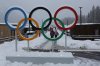 A view of the Olympic rings at the Cortina Olympic Village, ahead of the 2026 Winter Olympics, in Cortina d'Ampezzo, Italy, Tuesday, Feb. 3, 2026. (AP Photo/Jennifer McDermott)