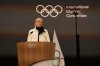 IOC President Kirsty Coventry speaks, during the opening of the IOC Session, ahead of the 2026 Winter Olympics, in Milan, Italy, Tuesday, Feb. 3, 2026. (AP Photo/Luca Bruno)