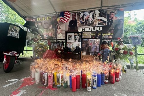 FILE - A memorial for Eric Duprey is seen in the Bronx borough of New York, Aug. 25, 2023. (AP Photo/Jake Offenhartz, File)