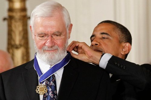 FILE - President Barack Obama awards the Medal of Freedom to Dr. William Foege, former director of the Centers for Disease Control and Prevention, who helped lead the effort to eradicate smallpox, during a ceremony in the East Room of the White House in Washington, Tuesday, May 29, 2012. (AP Photo/Charles Dharapak, File)
