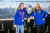 FILE- Jaelin Kauf, the U.S. Olympic silver medalist in women's moguls at the 2022 Winter Olympics, visits the Empire State Building in New York, Feb. 11, 2022, with her mother, Patti Kauf, to celebrate her win. (AP Photo/Ted Shaffrey, File)