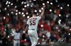 FILE - Houston Astros relief pitcher Ryan Pressly acknowledges the fans during the ninth inning in Game 1 of an American League Division Series baseball game against the Minnesota Twins, Saturday, Oct. 7, 2023, in Houston. (AP Photo/Kevin M. Cox, File)