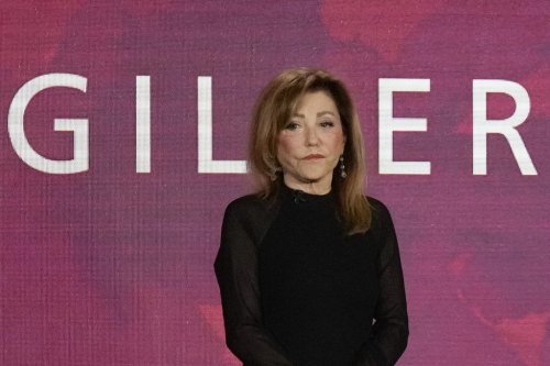 Elana Rabinovitch, the executive director of the Giller Foundation, stands on stage during the awards ceremony in Toronto, Monday, Nov. 18, 2024. THE CANADIAN PRESS/Chris Young