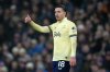 Everton's Jack Grealish gestures during the English Premier League soccer match between Aston Villa and Everton in Birmingham, Sunday, Jan. 18, 2026.(AP Photo/Dave Shopland)