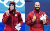 Canada's Valérie Maltais and Steven Dubois seen in this composite photo with their medals, won during the 2026 Milano Cortina Winter Olympics in Milan, Feb. 2026. THE CANADIAN PRESS/Nathan Denette