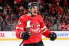 Canada&rsquo;s Seth Jarvis (24) reacts to a goal by teammate Brad Marchand (not shown) against Sweden during first period 4 Nations Face-Off hockey action in Montreal, Wednesday, February 12, 2025. THE CANADIAN PRESS/Graham Hughes