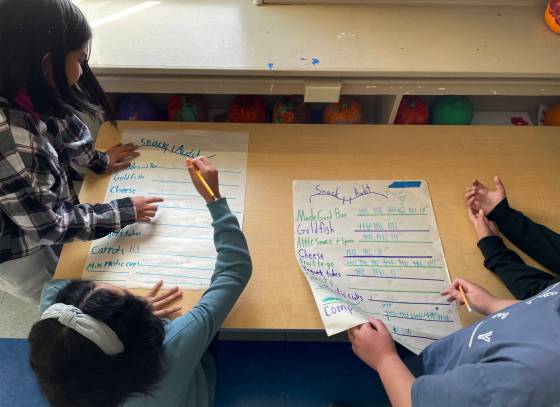Robertson School’s environmental club initiated a building-wide audit of snack-related garbage this month. (Maggie Macintosh / Free Press)