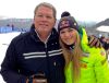 FILE - United States' Lindsey Vonn, right, poses for photographs with her father Alan Kildow at the end of an alpine ski, women's World Cup downhill race, in Cortina d'Ampezzo, Italy, Friday, Jan. 16, 2015. (AP Photo/Andrew Dampf, File)
