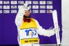Mikael Kingsbury of Canada celebrates his 100th World Cup victory as he wins the World Cup freestyle skiing moguls in Saint-Come, Que., on Friday, Jan. 9, 2026. THE CANADIAN PRESS/Sean Kilpatrick
