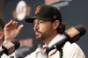 FILE - Tony Vitello speaks as he is introduced as the new manager of the San Francisco Giants baseball team Oct. 30, 2025, in San Francisco. (AP Photo/Benjamin Fanjoy, File)