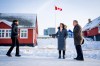 Greenland's Minister for Foreign Affairs Vivian Motzfeldt, left, Foreign Minister Anita Anand and Danish Foreign Minister Lars Loekke Rasmussen, right, meet in front of the newly opened Canadian consulate in Nuuk on Saturday, Feb. 7, 2026. (Ida Marie Odgaard/Ritzau Scanpix via AP)