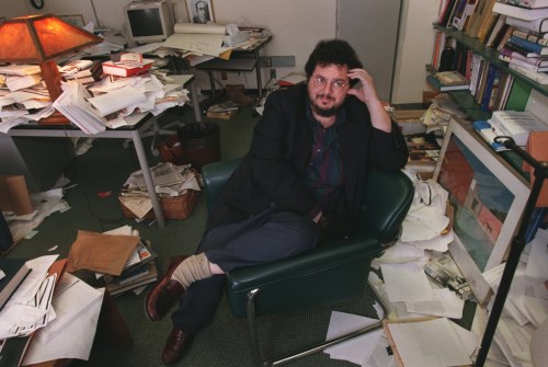 Professor David Gelernter sits in his office at Yale University in New Haven, Conn., on Aug. 28, 1997. (Brad Clift/Hartford Courant via AP)