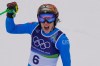 Italy's Federica Brignone at the finish area, during an alpine ski, women's super-G race, at the 2026 Winter Olympics, in Cortina d'Ampezzo, Italy, Thursday, Feb. 12, 2026. (AP Photo/Andy Wong)