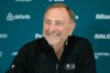 NHL Commissioner Gary Bettman smiles during a press conference at the 2026 Winter Olympics, in Milan, Italy, Thursday, Feb. 12, 2026. (AP Photo/Petr David Josek)