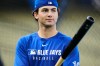 FILE - Toronto Blue Jays' Joey Loperfido works out ahead of Game 3 of the 2025 World Series against the Los Angeles Dodgers in Los Angeles, Sunday, Oct. 26, 2025. (AP Photo/Ashley Landis, file)