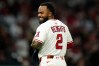 FILE - Los Angeles Angels' Luis Rengifo (2) smiles as he walks toward the dugout after the fifth inning of a baseball game against the Houston Astros Saturday, Sept. 27, 2025, in Anaheim, Calif. (AP Photo/Jae C. Hong,File)
