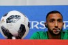 FILE - Medhi Benatia talks to journalists during a news conference in St. Petersburg, Russia, June 14, 2018. (AP Photo/Andrew Medichini)