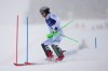 Brazil's Lucas Pinheiro Braathen skis down after crashing during an alpine ski, men's slalom race, at the 2026 Winter Olympics, in Bormio, Italy, Monday, Feb. 16, 2026. (AP Photo/Julia Demaree Nikhinson)