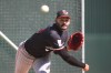 Minnesota Twins pitcher Pablo Lopez throws during a spring training baseball workout in Fort Myers, Fla., Monday, Feb. 16, 2026. (AP Photo/Gerald Herbert)