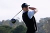 Ludvig Åberg, from Sweden, hits from the third tee at Pebble Beach Golf Links during the second round of the AT&T Pebble Beach Pro-Am golf tournament in Pebble Beach, Calif., Friday, Feb. 13, 2026. (AP Photo/Godofredo A. Vásquez)