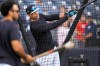 New York Yankees' Giancarlo Stanton takes batting practice during a spring training baseball workout Monday, Feb. 16, 2026, in Tampa, Fla. (AP Photo/Chris O'Meara)