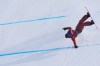 Canada's Mark McMorris crashes during the men's snowboarding slopestyle finals at the 2026 Winter Olympics, in Livigno, Italy, Wednesday, Feb. 18, 2026. (AP Photo/Lindsey Wasson)
