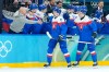 Slovakia's Oliver Okuliar (8) and Slovakia's Dalibor Dvorsky (15) celebrate their side's third goal during a men's ice hockey quarterfinal game between Slovakia and Germany at the 2026 Winter Olympics, in Milan, Italy, Wednesday, Feb. 18, 2026. (AP Photo/Petr David Josek)