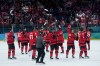 Team Canada players salute the crowd after their overtime win over Czechia in a quarterfinal men's hockey game at the 2026 Winter Olympics, in Milan, on Wednesday, Feb. 18, 2026. THE CANADIAN PRESS/Darryl Dyck