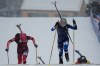 France's Emily Harrop, center, followed by Switzerland's Caroline Ulrich, left, competes during a ski mountaineering women's sprint heat, at the 2026 Winter Olympics, in Bormio, Italy, Thursday, Feb. 19, 2026. (AP Photo/John Locher)