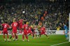 Nottingham Forest's Murillo, center, defends a high ball during a Europa league play-off first leg soccer match between Fenerbahce and Nottingham Forest in Istanbul, Turkey, Thursday, Feb. 19, 2026. (AP Photo/Emrah Gurel)