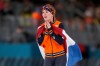 Antoinette Rijpma-de Jong of the Netherlands celebrates winning the gold medal in the women's 1500 meters speedskating race at the 2026 Winter Olympics, in Milan, Italy, Friday, Feb. 20, 2026. (AP Photo/Luca Bruno)