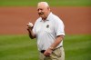 FILE - Pittsburgh Pirates Baseball Hall of Fame second baseman Bill Mazeroski prepares to throw out a ceremonial first pitch before a baseball game between the Pittsburgh Pirates and the New York Yankees in Pittsburgh, Tuesday, July 5, 2022. (AP Photo/Gene J. Puskar, File)