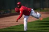 Philadelphia Phillies' José Alvarado works out during spring training baseball Monday, Feb. 16, 2026, in Clearwater, Fla. (AP Photo/Matt Slocum)