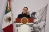 Mexican President Claudia Sheinbaum gives her the daily, morning news conference at the National Palace in Mexico City, Monday, Feb. 23, 2026, the day after the Mexican army killed Jalisco New Generation Cartel leader Nemesio Oseguera Cervantes, known as 